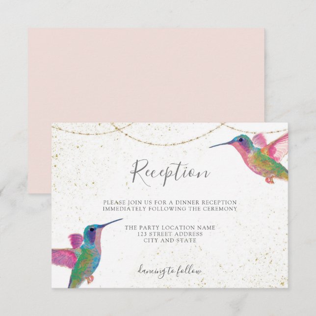 Carte d'accueil Floral Hummingbirds Watercolor (Devant / Derrière)