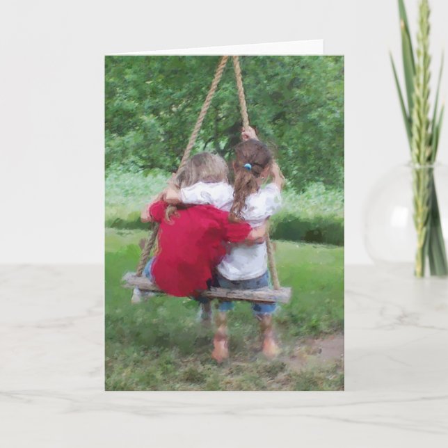 CARTE D'ACCUEIL : Les filles sur un arbre qui coul (Devant)