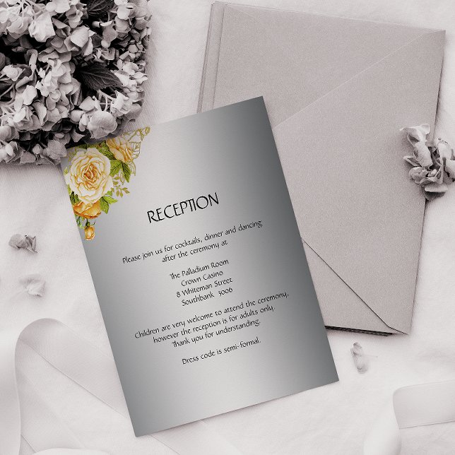 Carte d'accueil mariage Argent et Roses Jaunes (Créateur téléchargé)
