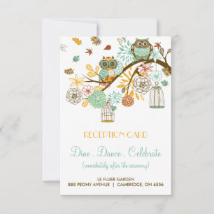 Carte d'accueil Mariage de automne Chouettes rétro
