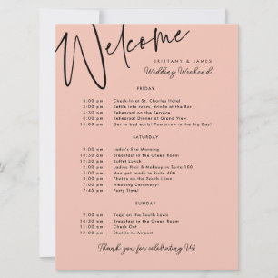 Carte d'accueil mariage de week-end Itinéraire Pea
