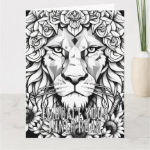 Carte d'accueil personnalisée pour adultes Lion