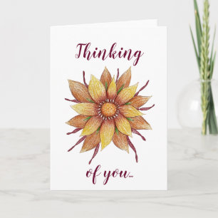 Carte d'accueil Sunflower "Penser à vous"