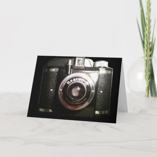 CARTE D'ACCUEIL VINTAGE CAMERA BLANK (Devant)