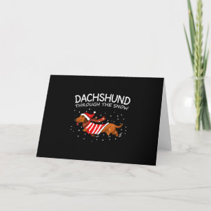 Carte Dachshund à travers la neige drôle chien Noël