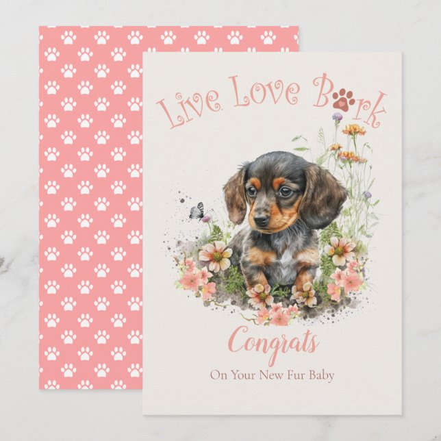 Carte Dachshund Adoption de chien, Jour de Gotcha (Devant / Derrière)