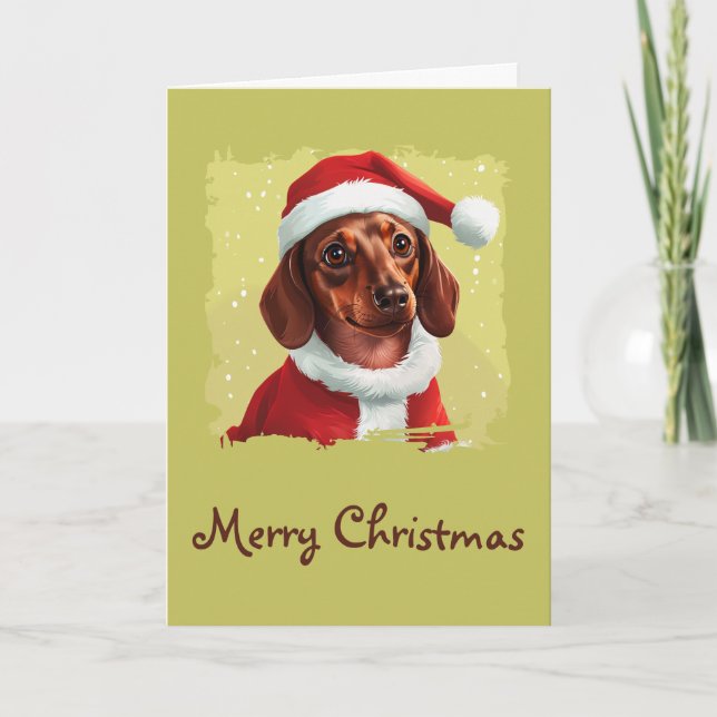 Carte Dachshund avec tenue du Père Noël - Noël 1 (Devant)