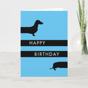 Carte Dachshund bleu drôle Joyeux anniversaire