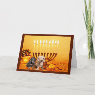 Carte Dachshund Chanukah Menorah2