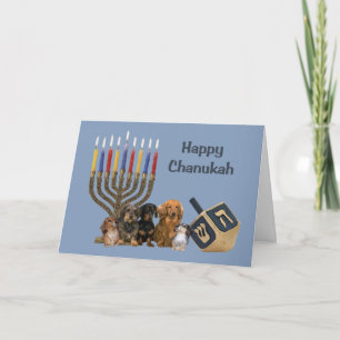 Carte Dachshund Chanukah Menorah Dreidel4