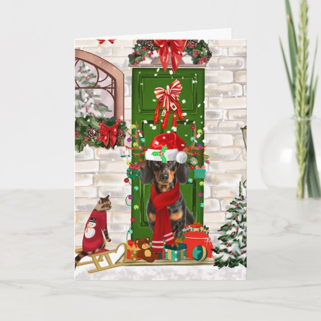 Carte Dachshund Chien de Noël   (Devant)