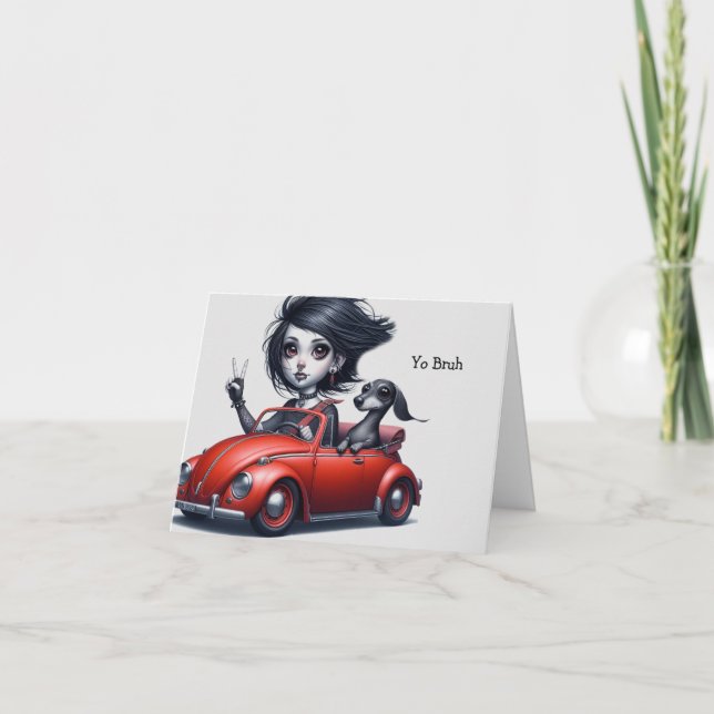 Carte Dachshund convertible gothique (Devant)