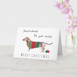 Carte Dachshund dans mignon pull tricoté de noël
