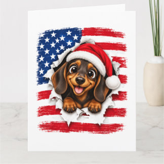Carte Dachshund de Noël américain