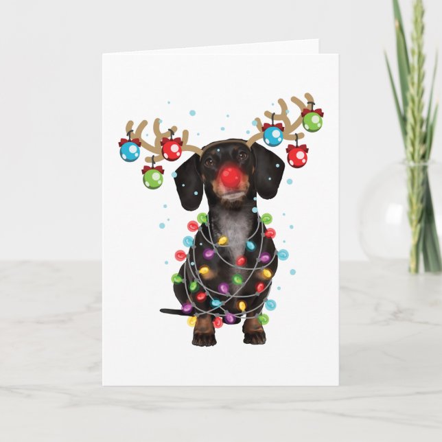 Carte Dachshund Dog Drôle Drôle cadeaux de Noël (Devant)