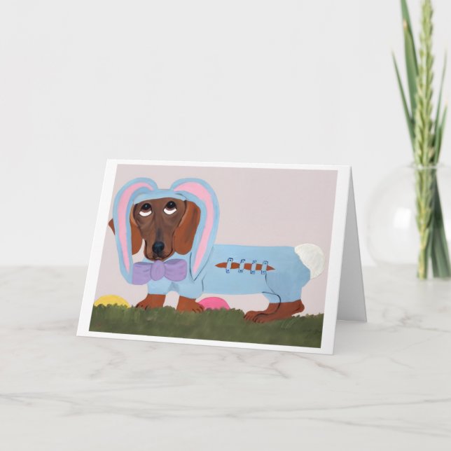 Carte Dachshund Easter Bunny Card (Devant)