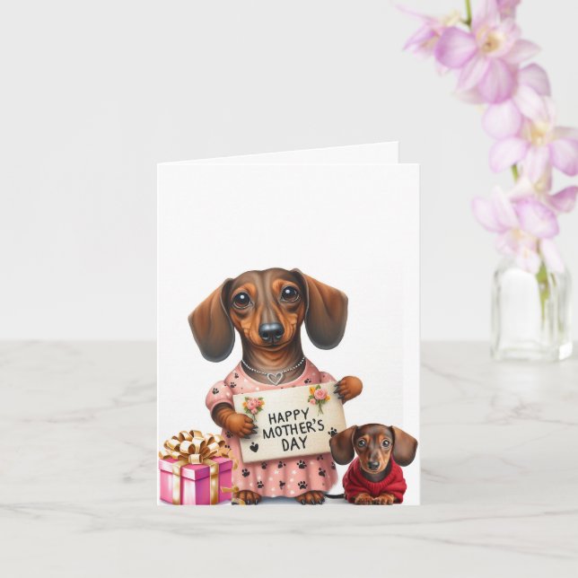 Carte Dachshund fête la fête des mères (Orchidée)