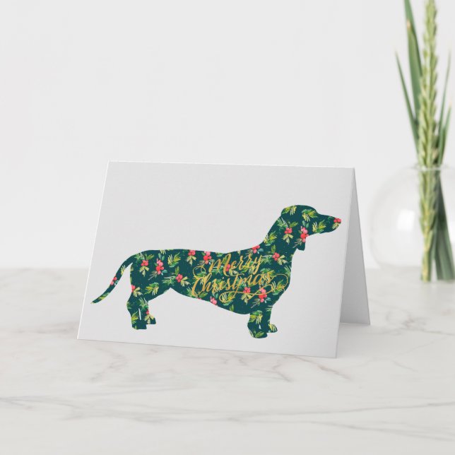 Carte Dachshund Holly Jolly Noël (Devant)