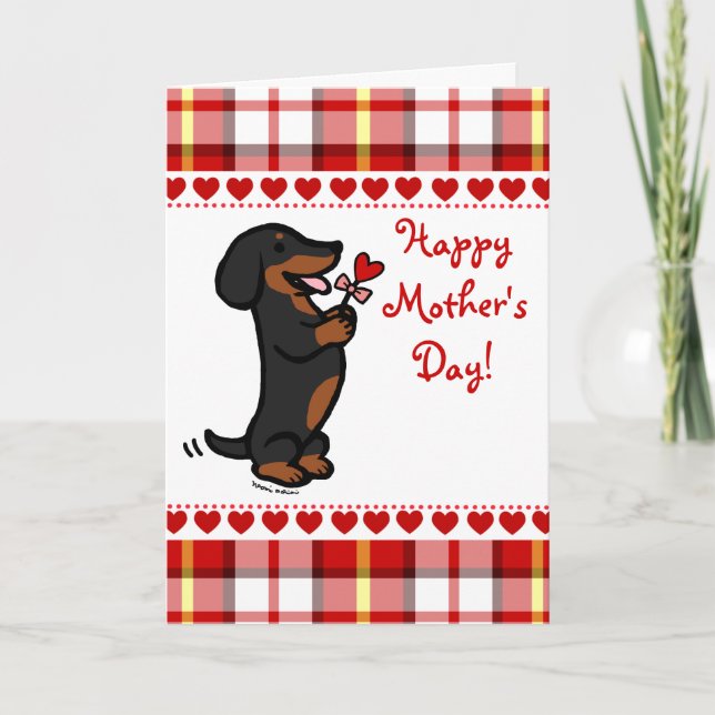 Carte Dachshund noir et tan lisse (Devant)