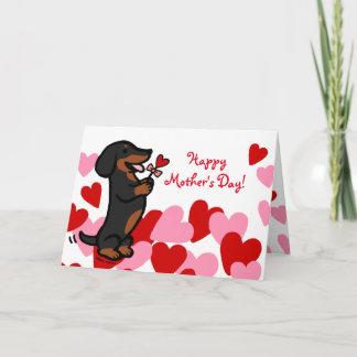 Carte Dachshund noir et tan lisse