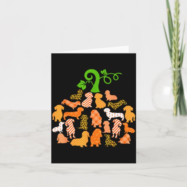 Carte Dachshund Pumpkin Shape Plaid Leopard Dog Autumn H (Devant)