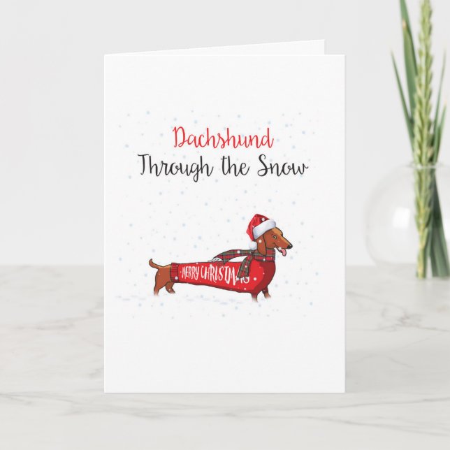 Carte Dachshund Punny Holidays - Joyeux Noël (Devant)