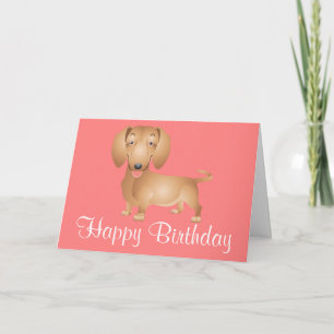 Carte Dachshund Puppy Dog Happy Birthday Pink Card