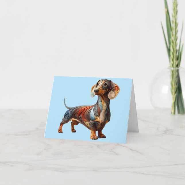 Carte Dachshund Quilling Design Toute Occasion (Devant)