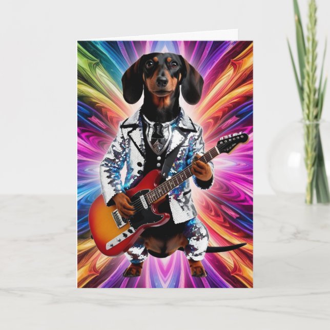 Carte Dachshund Rock Star (Devant)