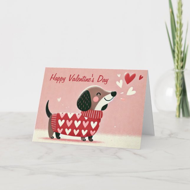 Carte Dachshund Saint-Valentin Amour (Devant)