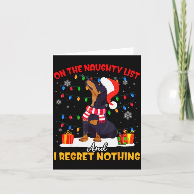 Carte Dachshund Santa On The Naughty List Dachshund Chri (Devant)