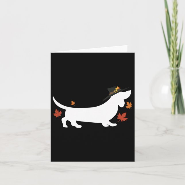 Carte Dachshund Thanksgiving Pèlerin d'Automne  (Devant)