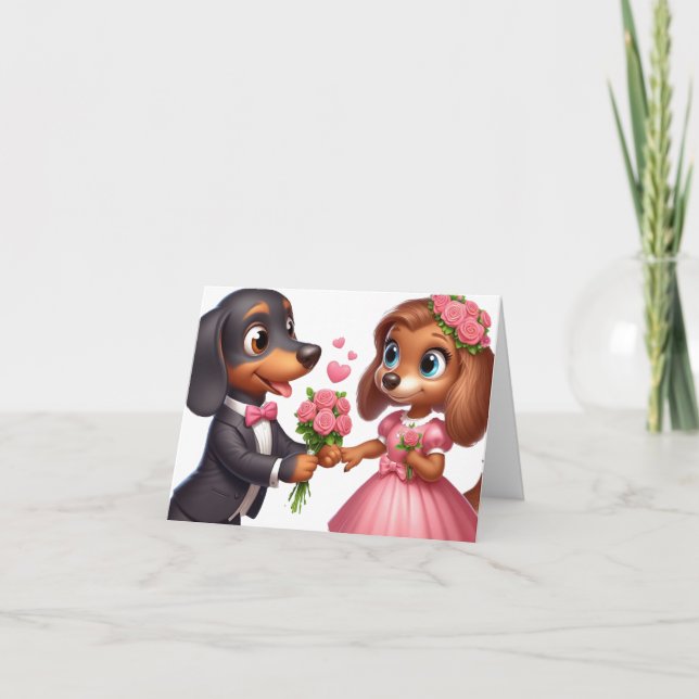 Carte Dachshund Valentine Animée (Devant)