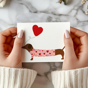 Carte Dachshund Valentine, Saint Valentin rose et rouge