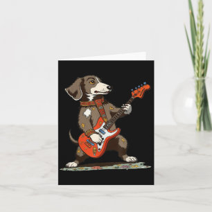 Carte Dachshund Weenie Vintage Jouant de la Guitare Chie
