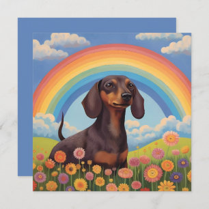 Carte Dachshund Wiener Dog Rainbow Bridge Nom personnali