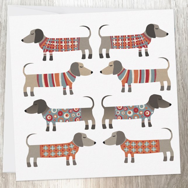 Carte Dachshund Wiener Saucisse Chien (Dachshund Wiener Sausage Dog fun greetings card)