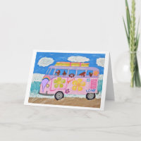Dachshunds hippies dans une fourgonnette Flower Ch