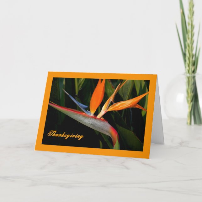 Carte d'Action de grâce avec Oiseau du Paradis (Devant)