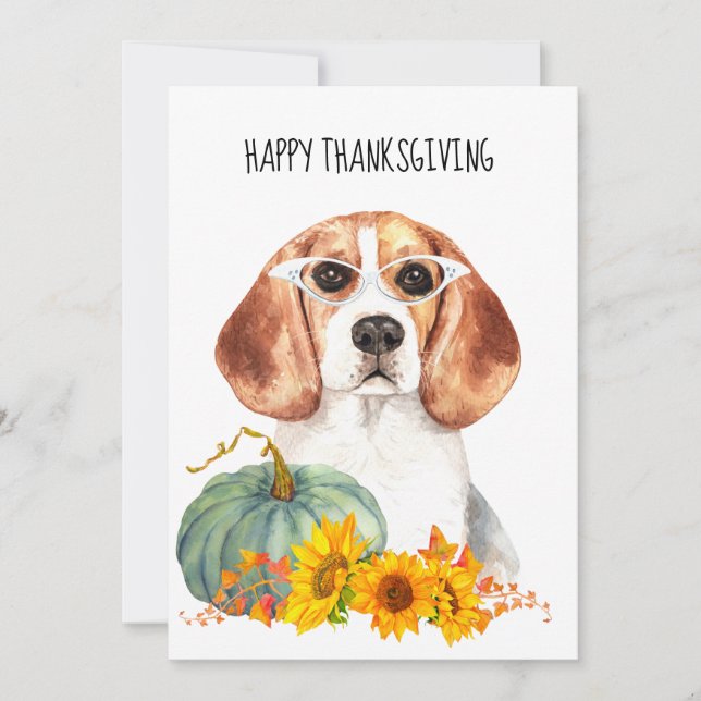 Carte d'action de grâce Beagle Hipster (Devant)