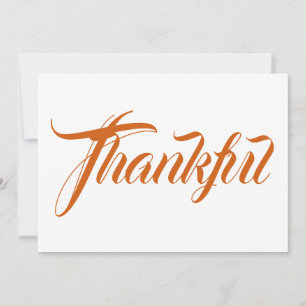 Carte d'action de grâce de calligraphie orange
