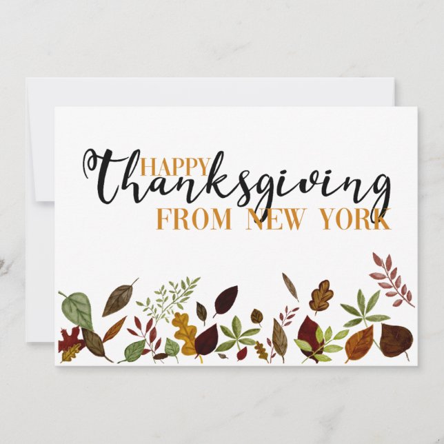 Carte d'action de grâce de l'automne de New York (Devant)
