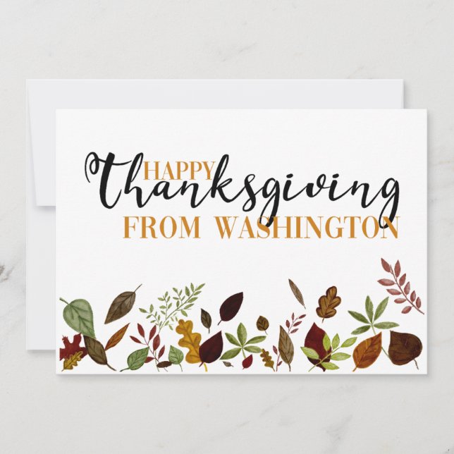 Carte d'action de grâce de Washington Fall Foliing (Devant)
