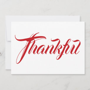 Carte d'action de grâce en calligraphie rouge