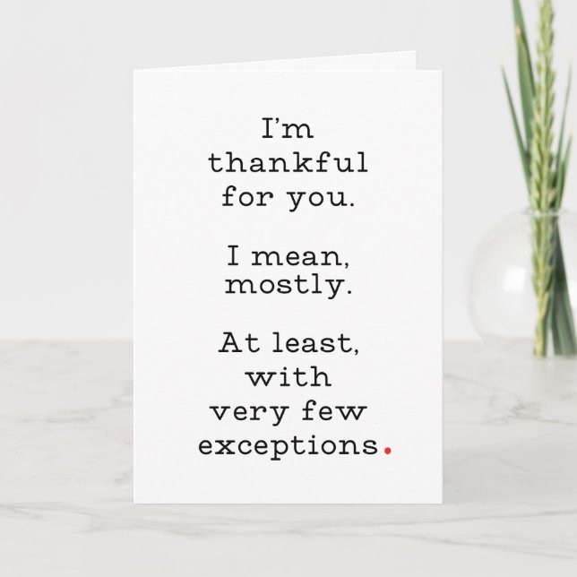 Carte d'action de grâces amusante (Devant)