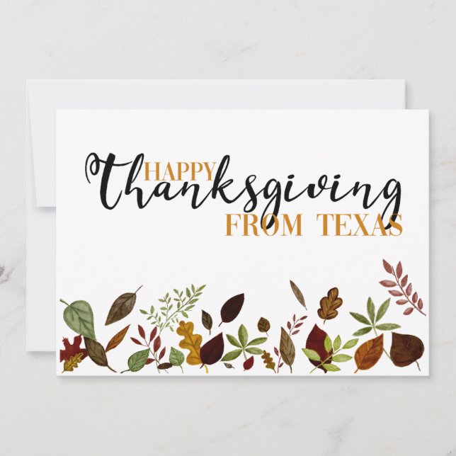 Carte d'action de grâces de l'automne du Texas (Devant)