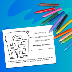 Carte d'activité Couleur de la maison Info d'urgen