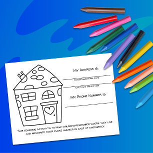 Carte d'activité Couleur de la maison Info d'urgen