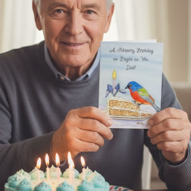 Carte Dad Happy February Birthday Painted Bunt (Créateur téléchargé)