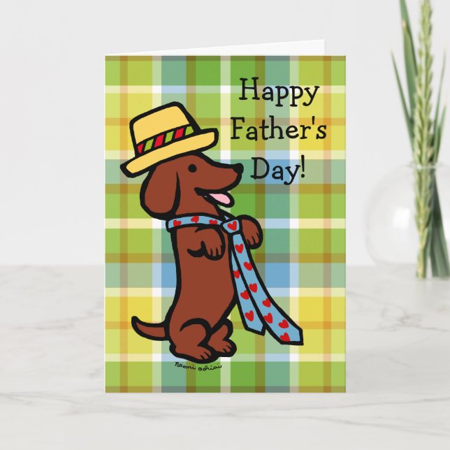Carte Daddy's Dachshund Cartoon Plaid (Devant)